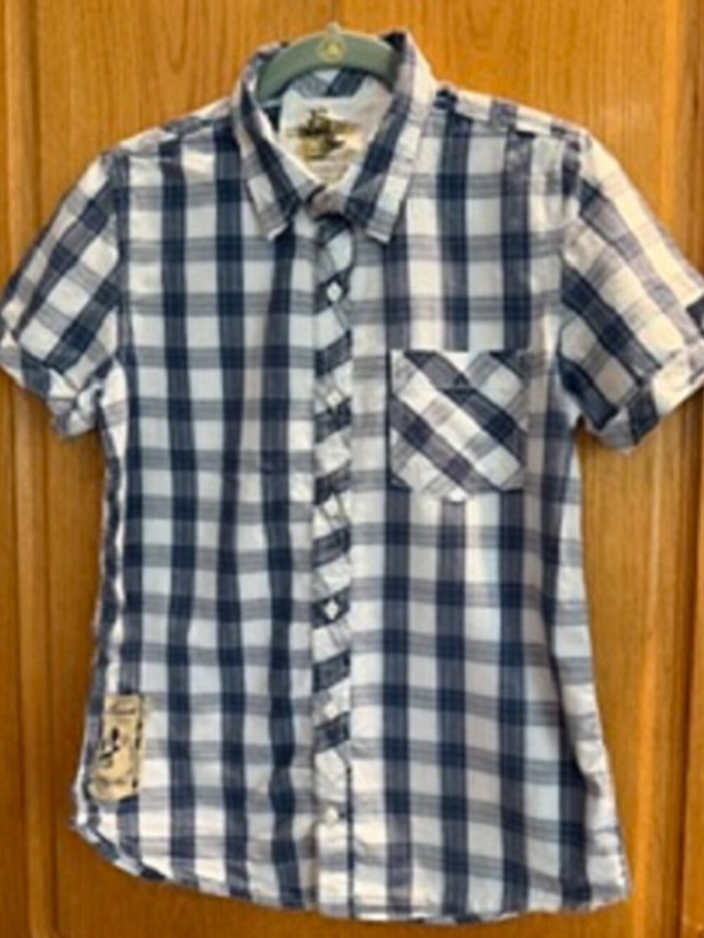 Youth Epic Threads Cotton Plaid Short Sleeve Button Front Shirt Sz: M